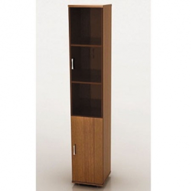 Шкаф высокий Монолит, узкий, закрытый, со стеклом тонированным, 2 двери, 374*390*2046 в Краснодаре